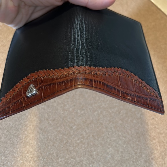 Brighton Leather Black with Brown Croc Wallet Classic  Brighton Heart Accent - Picture 9 of 11
